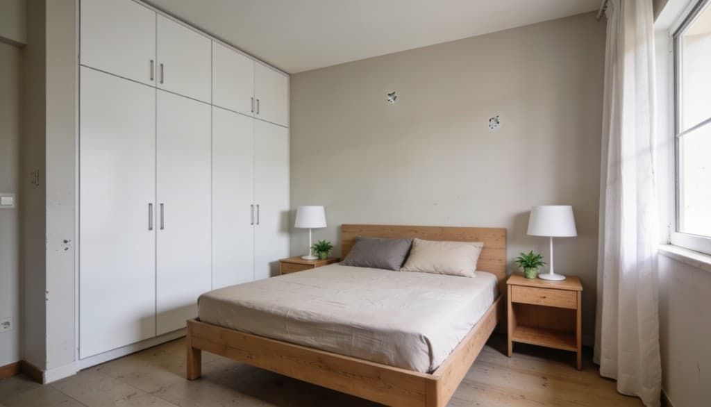 Dormitorio reformado con armario empotrado a medida en Madrid