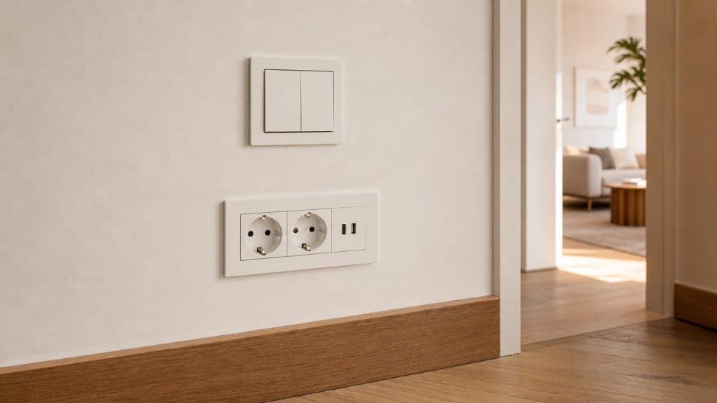 Interruptores y enchufes con USB en reforma eléctrica de vivienda