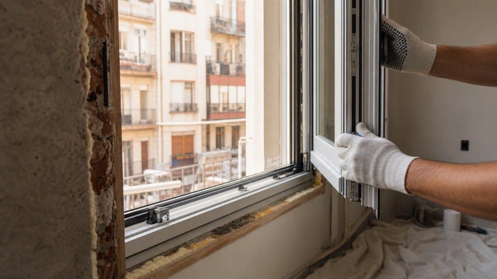 Instalación de ventana PVC con aislamiento en reforma de vivienda