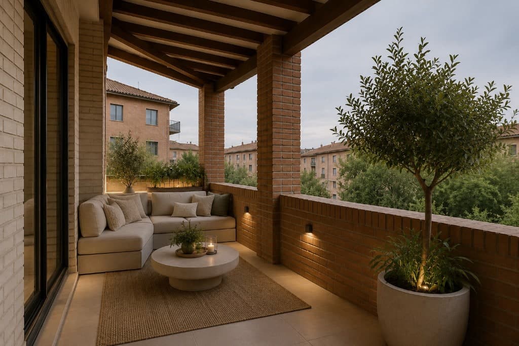 Después: Terraza de piso: de vacía a lounge iluminado