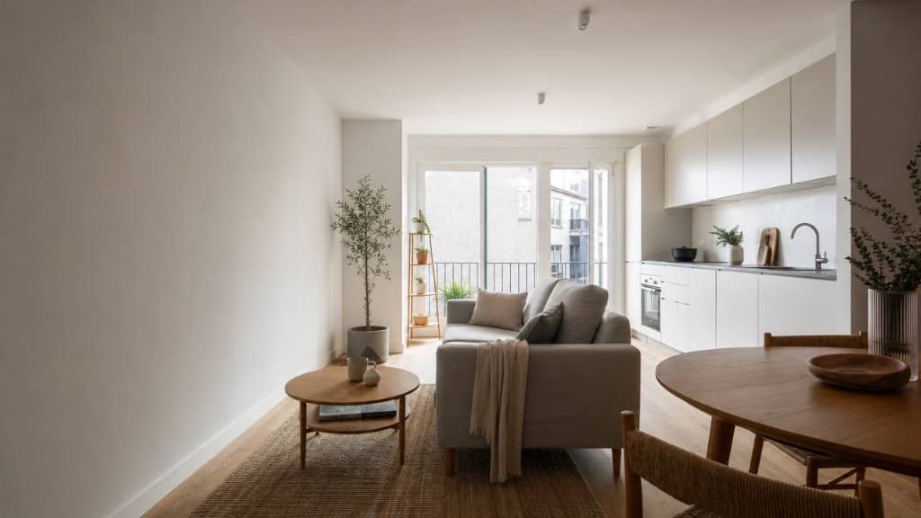 Estudio o piso pequeño reformado con salón y cocina abierta